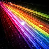 放射状に広がる七色の光線の写真