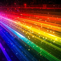 放射状に広がる七色の光の写真