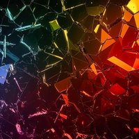 ブルーからオレンジへのグラデーション割れガラスの写真