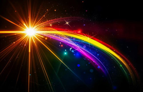 光芒から広がる虹の光