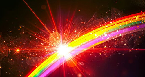 虹と光芒が放射する宇宙風エフェクト