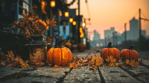 ハロウィン時期に転がるかぼちゃ