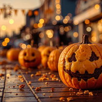 大小のジャック・オー・ランタンの写真