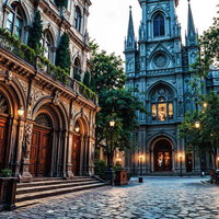 彫刻が施された石造のファサードの写真