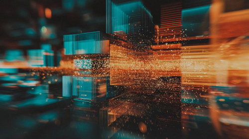 情報が走り抜けるサイバー空間のデジタルブロック