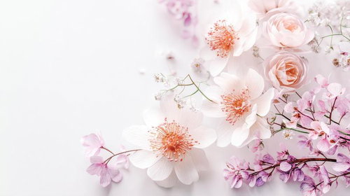 アネモネとバラの上品なフラットレイ花アート