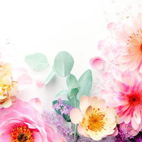 繊細な花びらの重なりと水滴が彩るフラワーアレンジメントの写真