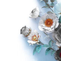 モノトーンと深紅の花が映えるデジタルアートの写真