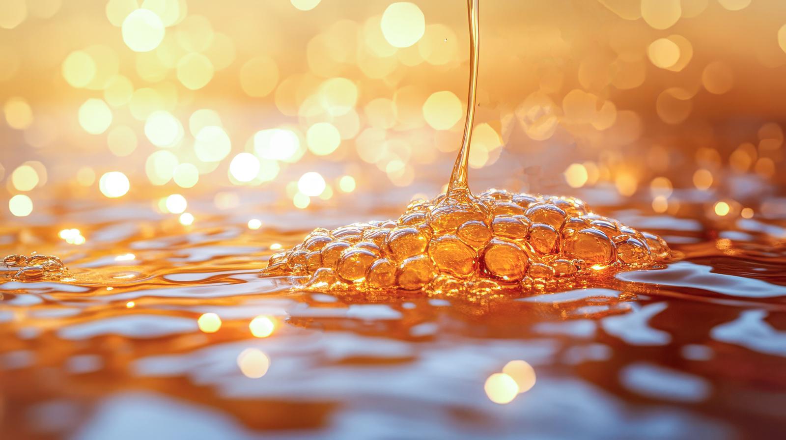 琥珀色に輝くトロトロとした液体がしぶきを上げながら流れ落ちる