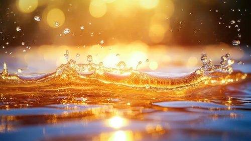 甘美なとろみと透明感のある黄金色に輝く蜂蜜の水飛沫