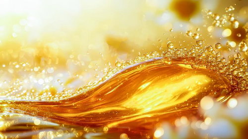 きらめく水滴が躍る滑らかに波打つ黄金色の蜂蜜