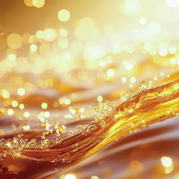 光と液体が織りなすオレンジ色の波立つ黄金の流れの写真
