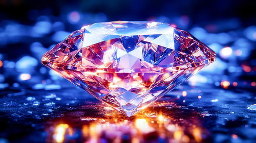 輝く宝石が放つ幻想的な光 紫からピンク色に発光するラウンドブリリアントカット