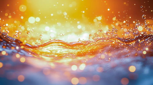 陽光を受けて光る琥珀色の水面