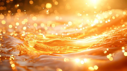 琥珀色に輝く蜂蜜の波が煌めく黄金色の液体流動