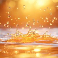 オレンジ色の液体が舞い上がる水しぶきの瞬間の写真