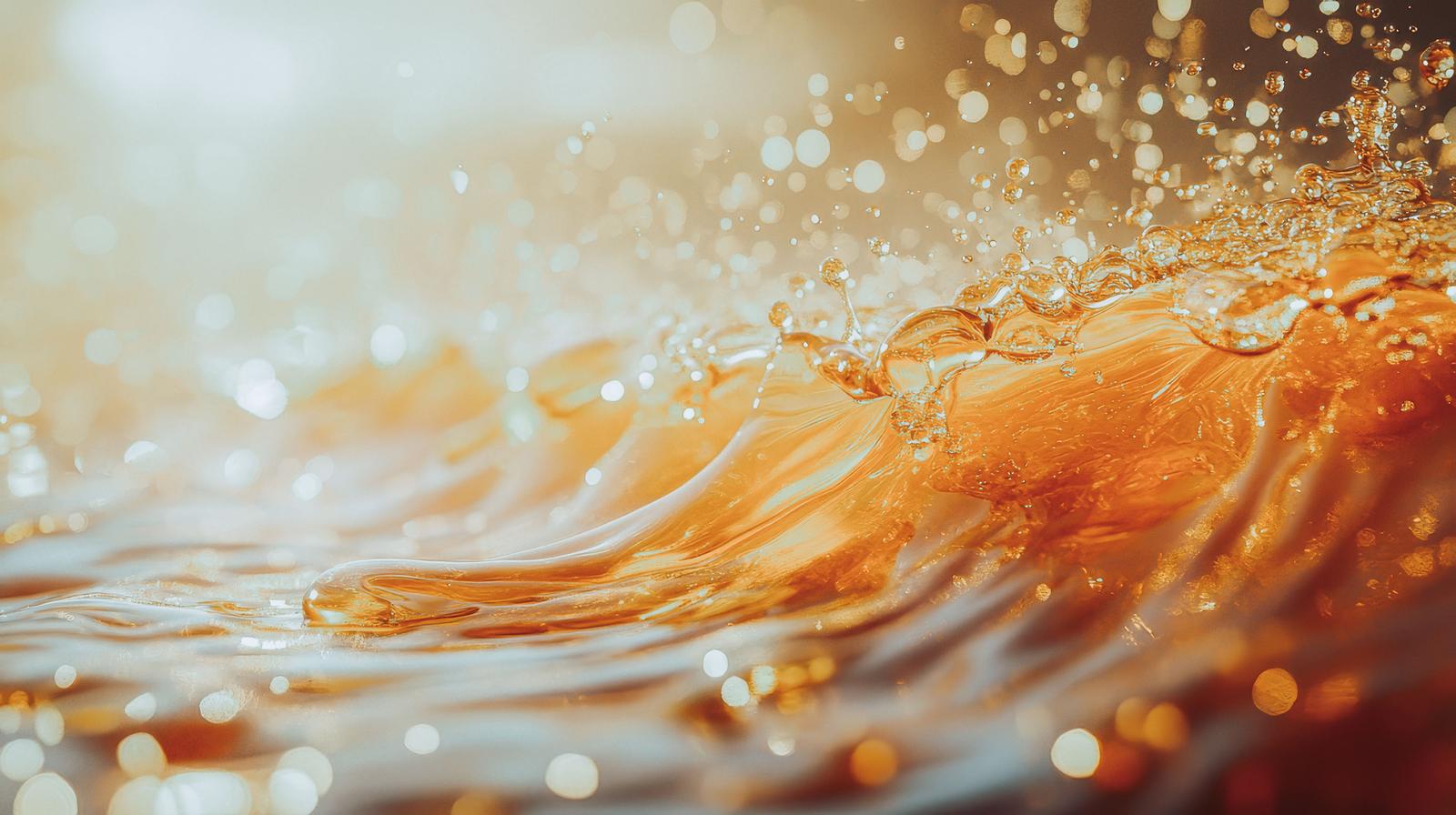 黄金色の液体が波打ち飛沫を上げる