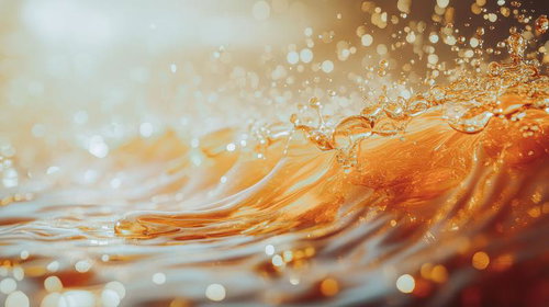 液体の波と飛沫（黄金色）