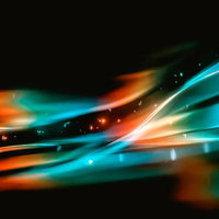 闇の中で輝く複雑に交わる光の帯 - ネオン風デジタルアート背景の写真