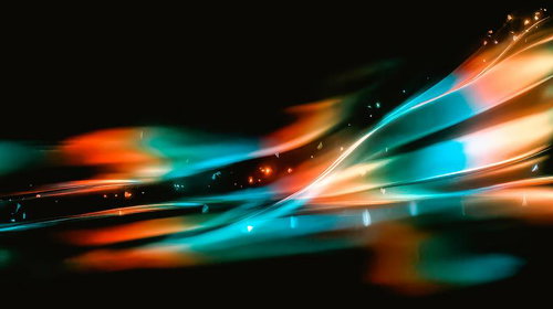 闇の中で輝く複雑に交わる光の帯 - ネオン風デジタルアート背景