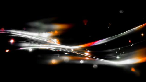 漆黒を切り裂く光の流線と煌めき、宇宙風のテクノロジーデザイン