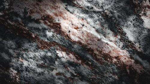 白とグレー、赤褐色が混在する大理石のような質感の断面