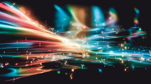 鮮やかな光の帯ときらめく光の粒