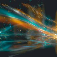 流れるような光のラインと輝く粒が交差する煌めきの写真
