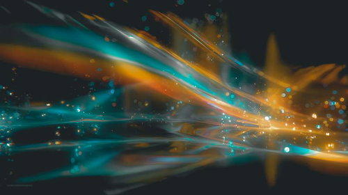 流れるような光のラインと輝く粒が交差する煌めき
