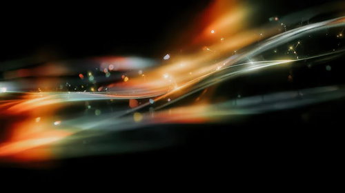 オレンジと白が溶け合う滑らかな光の流れと軌跡