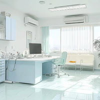 白と水色を基調とした明るく清潔感のある医療現場の診察室の写真