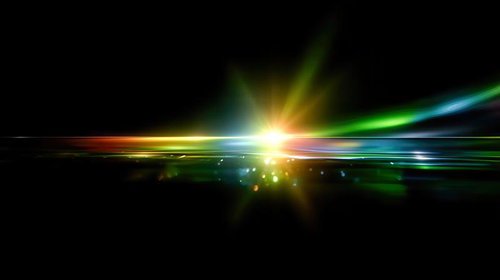 虹彩の水平線に輝くスペクトル光線：テクノロジーエネルギー効果