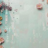 ぼんやりと映る繁華街を彩るフラワーアレンジメントの写真