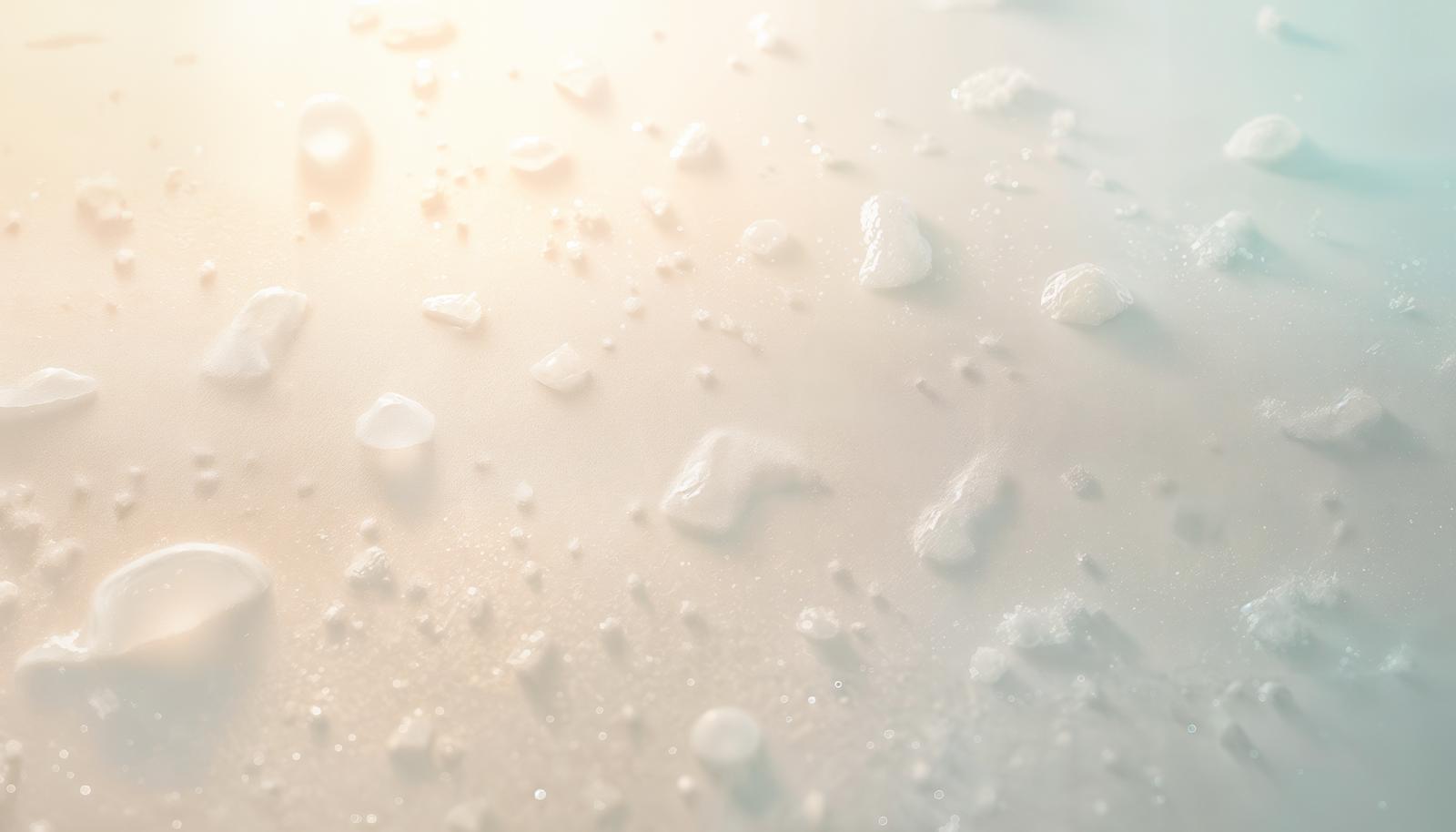 白い泡の粒が広がるやわらかな光に包まれたテクスチャー
