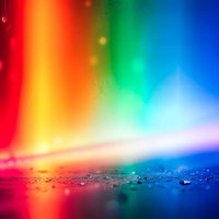 七色の光が広がるレインボーの背景の写真