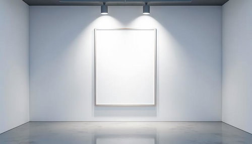 スポットライトが照らす額縁のギャラリー