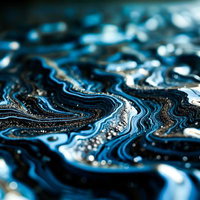 青と黒のペンキが混ざる波模様のAI画像