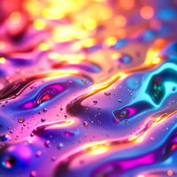 虹色に輝く油膜のマクロ表現のAI画像