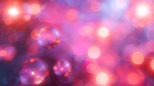 ピンクの光ボケと透明な球体