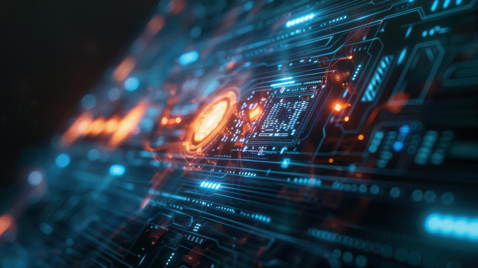 Glowing Semiconductor Chips and Electronic Circuit Board