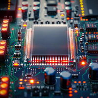 高精度な設計が輝く発光型電子回路基板・LED搭載の半導体チップの写真