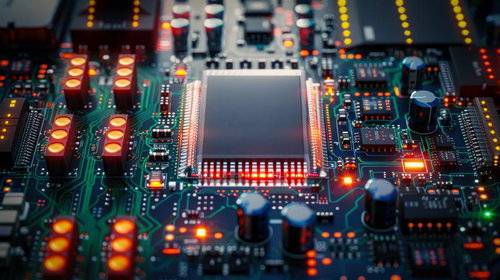 高精度な設計が輝く発光型電子回路基板・LED搭載の半導体チップ