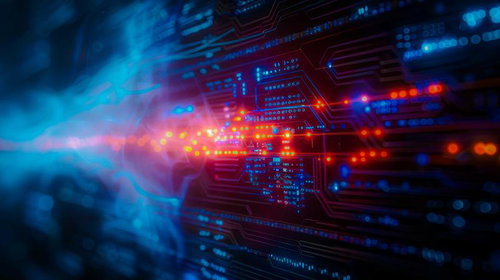 光とデジタルデータが交錯する回路図の未来