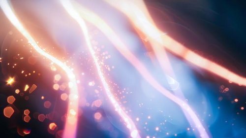 柔らかく輝く光の屈折ときらめきが走る光線