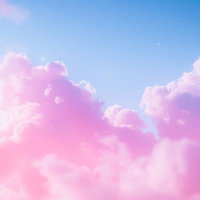 ファンタジーな空に浮かぶピンクの雲と星々の陽光の写真