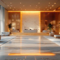 洗練された高級ホテルロビーの贅沢な空間デザインの写真