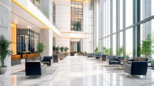 ラグジュアリーな空間が迎える洗練されたビジネスロビー