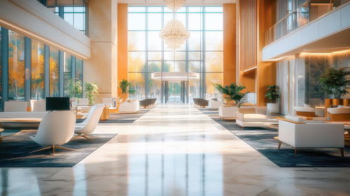 スタイリッシュな家具が目を引く広々とした空間