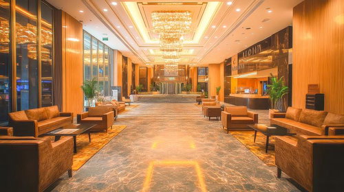 重厚な装飾が迎えるラグジュアリーホテルのロビー