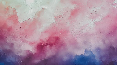 ピンクと紫に滲む水彩のにじみ、パステルカラーのグラデーション背景